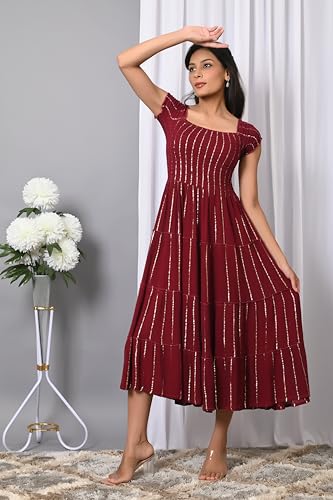 Image of IQRAAR Dress for Women Printed Midi Dress