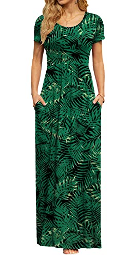 Image of DB MOON Womens 2026 Summer Maxi Dresses Casual Short Sleeve Empire Waist Spring Long Dress with Pockets