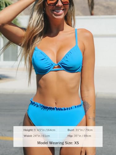 Image of CUPSHE Women Swimsuit Bikini Set High Waisted Two Piece Bathing Suit