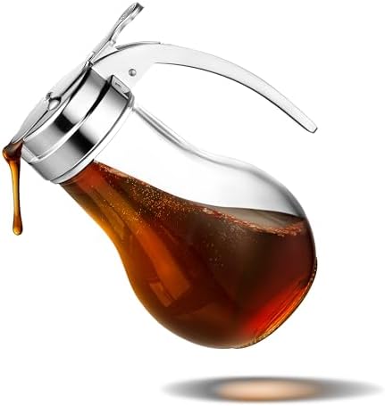 Amazon.com: 14 oz Glass Syrup Dispenser With No Drip Bottle for Maple ...