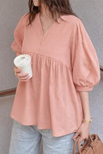 Image of Zilcon Women's Cotton Plain Styles Short Kurti for Women V-Neck Half Sleeve || Kurti for Woman || Short Kurtis for Woman