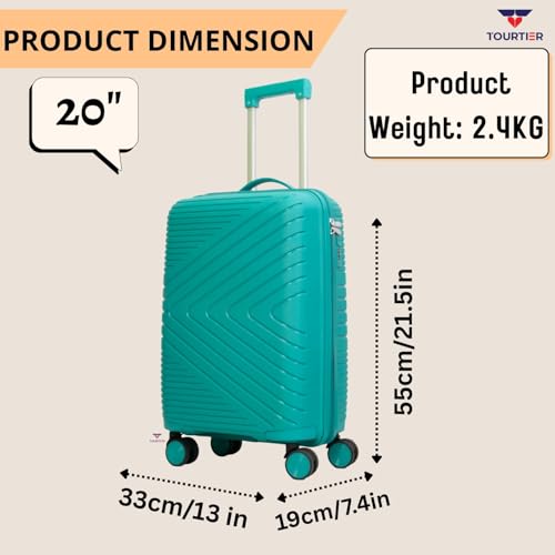 Image of Hard-Shell Luggage Trolley Bag with 360 Spinner Wheels, Large Capacity Travel Carry-On Suitcase (Style-1, Green, 20 INCH)