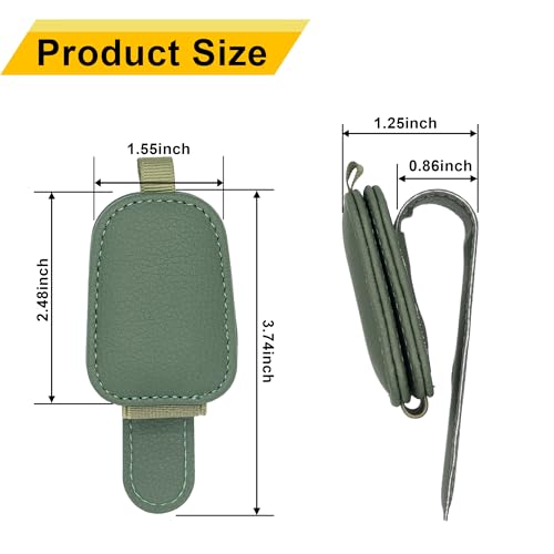 Image of Yuoyar 2 Packs Sunglasses Holders for Car Visor - Magnetic Leather Sunglasses Holder and Ticket Card Clip - Car Visor Accessories (Green)