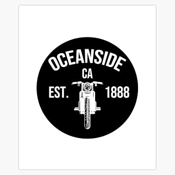 Oceanside California Vintage Cafe Racer Window Water Bottle Bumper Sticker Decal 5"