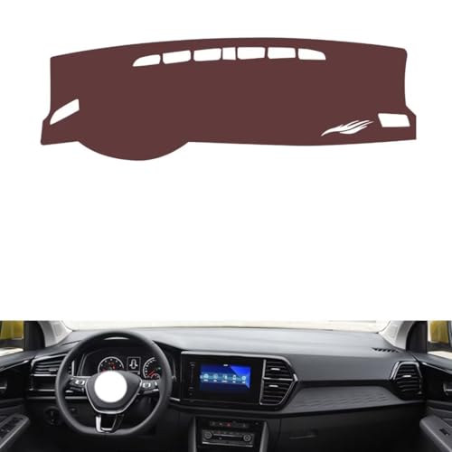 Anti-Slip Sun-Proof Dashboard Cover Compatible with VW Jetta VS5, Premium Leather (Brown)