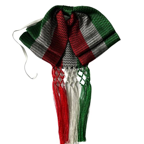 Accesorios, Office Product Pajarita Mexicana, Corbatín Tricolor Verde, Rojo y Blanco Diseño Zig Zag
