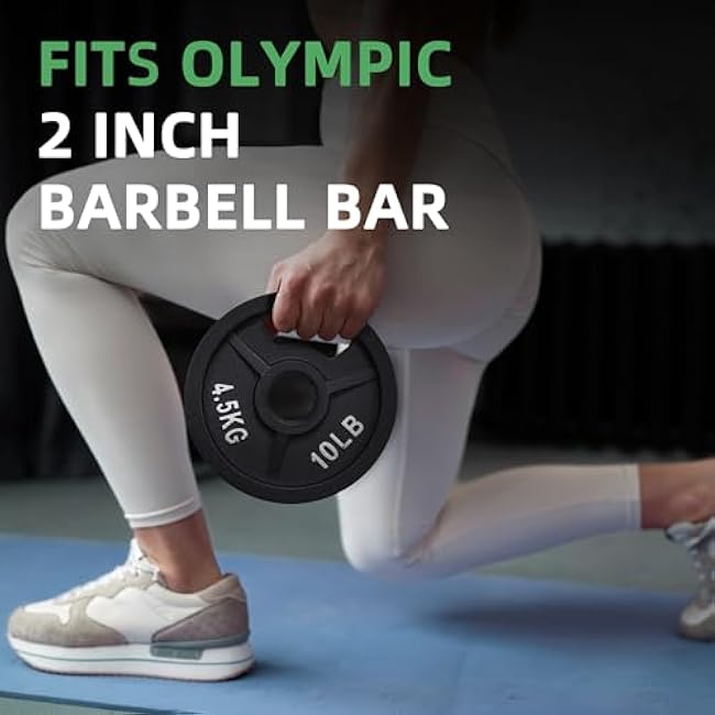 2-Inch Olympic Cast Iron Weight Plate for Strength Training & Weightlifting, Multiple Sizes