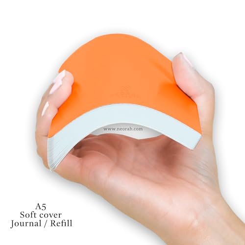 Image of NEORAH - A5 Dotgrid Notebook SOFT COVER | Organiser REFILL | Dotted notebook Journal | 110 GSM | 160 pages (Size 21 cm x 14.8 cm)Planner Journaling Writing Note Taking Diary, Travellers Journal-ORANGE