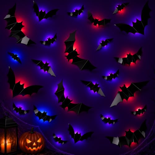 24 Pipistrelli Halloween Decorazioni Addobbi, Luci LED e...