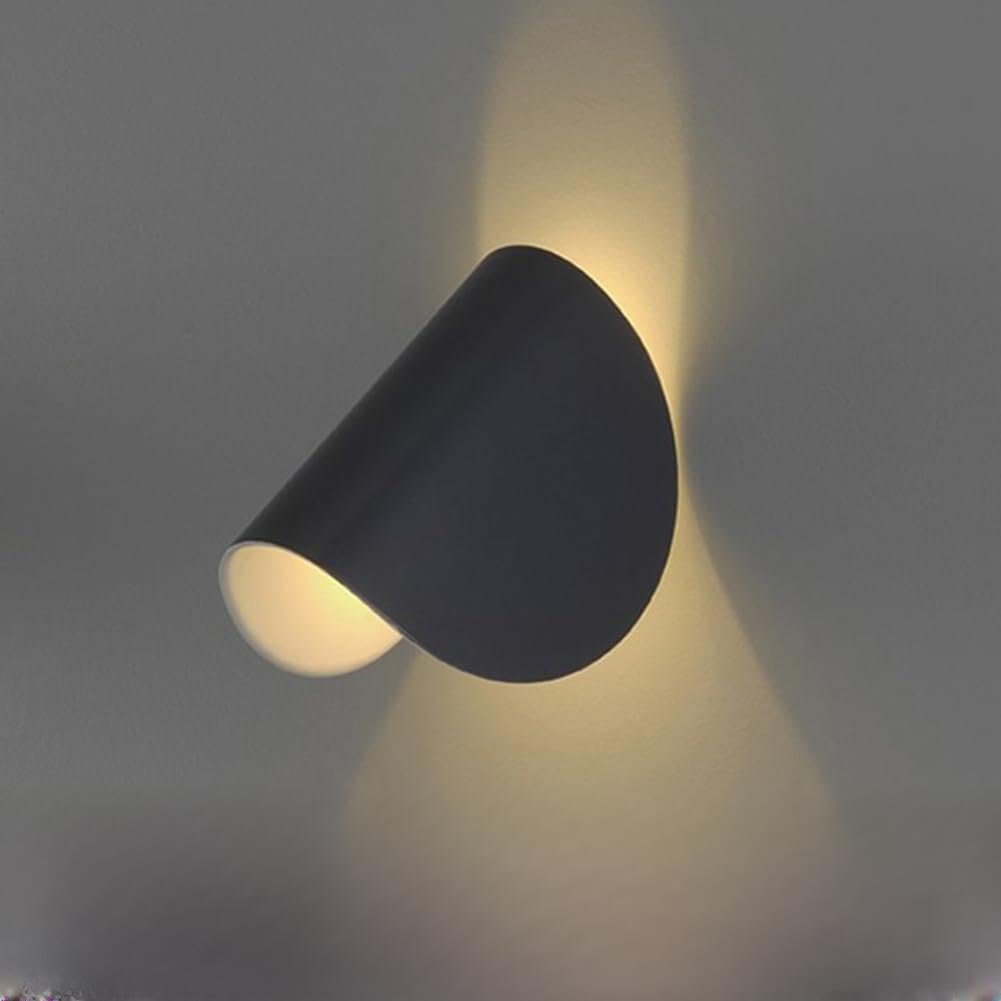 LOGT Modern LED Wall Light, Adjustable Up and Down Lighting, Minimalist Art Deco Wall Lamp, Wall-Mounted Lighting, Living Room Accent Lighting, 3 Colour Modes: 3000K/4500K/6000K,Black