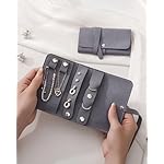 CASEGRACE Travel Jewelry Organizer Roll, Portable Velvet Jewelry Storage Roll Earring Organizer Bag, Jewelry Pocket for Necklaces, Rings, Earrings (Gray) - Image 2