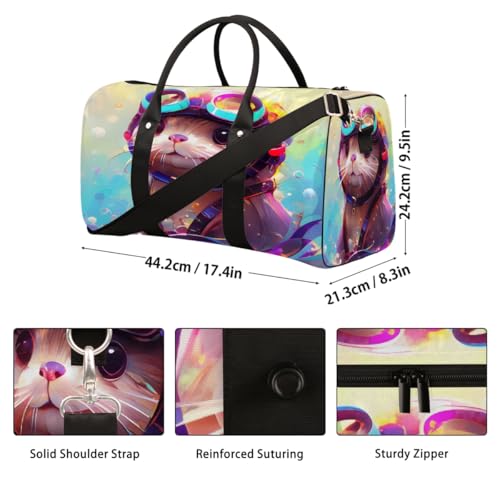Cute Otter Travel Duffel Bag for Women Men, Colorful Sea Animal Sport Tote Gym Bag Foldable Weekender Overnight Bag Waterproof Carry On Luggage Bag2