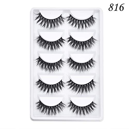 5 Pairs 5D Mink Eyelashes Natural False Eyelashes Lashes Soft Fake Eyelashes Extension