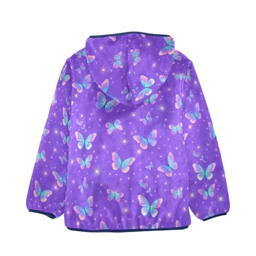 CHIFIGNO Butterflies Purple Toddler Boys Winter Coat, Boys Hooded Jacket Soft for Fall Winter Spring 3T2