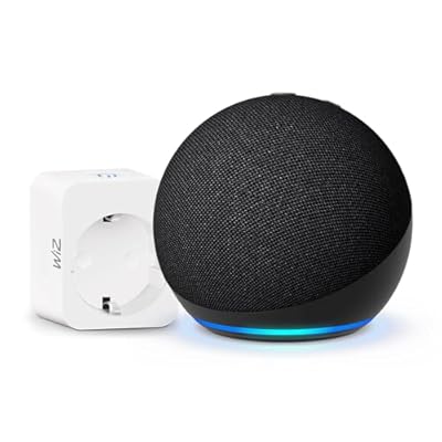 Amazon - Echo Dot  5.ª generación  | Antracita + WiZ Enchufe Inteligente  compatible con Alexa - Kit de inicio de Hogar digital