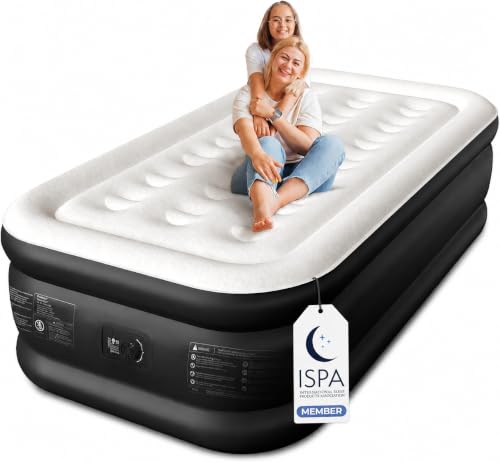 CHERIMOR Twin XL Air Mattress with Built-in Pump 18 Raised Comfort 80 Length 48Hr Leak-Proof Test Upgraded Honeycomb Pillar Design Supports 500 lbs 2-Min Inflation for Home Guests & Camping