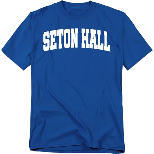 LOGOVISION Seton Hall University School Name Arch Unisex Adult T Shirt, Royal, 2X-Large