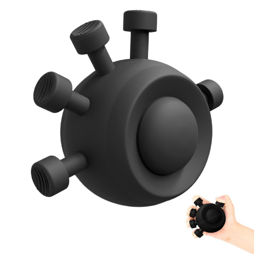 Hand Grip Strengthener,Ultimate Finger Exerciser Strength Trainer Exercise Ball Hand Strengthener Hand Balls Workout Equipment for Men & Women (Black) (New Black)-image-42