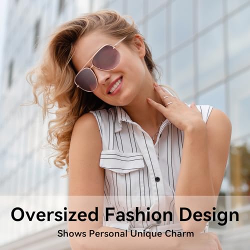 Dollger Polarized Oversized Aviator Sunglasses for Women Men Retro Trendy Lightweight Metal Frame UV Protection Sun Glasses3