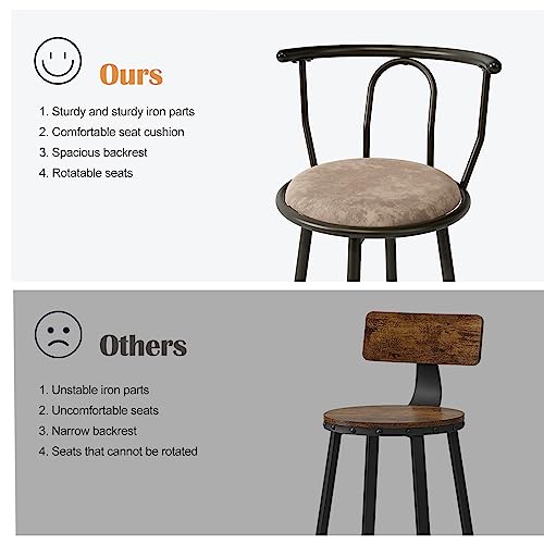 Oiiokuku Bar Stools Set Of 2,Kitchen Breakfast Stools With Upholstered, 38 Inch Metal Bar Chairs,Adjustable Swivel Round Counter Stools For Kitchen Counter, Pub, Bistro, Coffee Shops, Restaurant,Black #TOP3