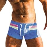 Taddlee Men Swimwear Swimsuits Swim Boxer Briefs Bikini Boardshorts Surf Trunks (Large) Blue