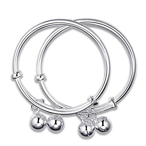 Pulsera de plata de ley 999 mil para bebés de 0 a 6 años de edad con cascabeles de sonajero