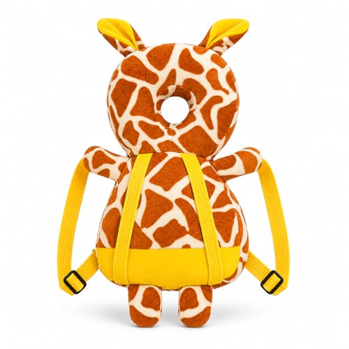 Image of GLUN Baby Head Protector Backpack, Pack of 1 Cute Giraffe Soft Cushioning, Adjustable Shoulder Belt, Head Protection Back for 6-18 Month Toddler Kids