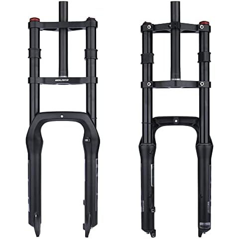 BOLANY Snow Beach Bike Suspension Fork 20 inch 4.0Tire Bicycle Front Forks Travel 135mm Double Shoulder Fat MTB 1-1/8inch Steerer Bike Forks Cover