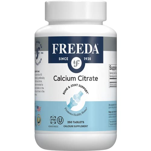 Freeda Calcium Citrate - Kosher Vegan Calcium Supplement For Women & Men - Bone Health & Joint Support - Calcium 1000Mg Per Serving - Calcium Citrate 1000Mg Tablets Calcium Without Vitamin D (250 Ct) #TOP13