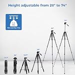 Camera Tripod Stand, LINKCOOL 74 Inch Tall Tripod for Camera Canon Nikon Sony - Lightweight Aluminum Tripod Camera Stand with Detachable Head, Remote Shutter & Phone Mount for Vlog Live Streaming