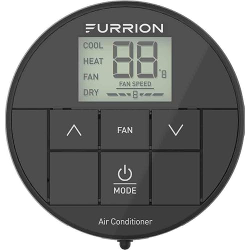 Furrion Chill HE RV Thermostat Single Zone Wall Control, Backlit LCD, Heat Cool Fan Dry Modes, 2 Fan Speeds Auto Fan, 12V, Compatible with Furrion Chill HE Systems - FACW10ESSA-BL