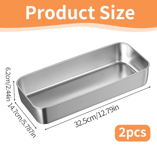 2 Pcs 3lb Loaf Tin, Bread Loaf Tins for Baking Stainless Steel Large Bread Baking Pan for Banana Toast Meatloaf Lasagna Dishwasher Safe (33x15x6,2cm) - Image 3