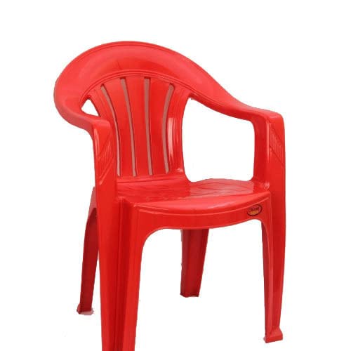 Image of CHMUNDESHWARI Plastic Chair Garden and Home Use Red Color (Set of 3 Pcs)