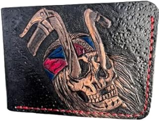 Skull Biker wallet, Leather Wallet, Embossed wallet, Custom Wallet, Skull Biker, Personalized wallet, Leather Wallet, 3D Genuine Leather Wallet, Hand Carved, Leather Carving, Carving Wallet