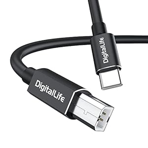 DigitalLife MIDI-C180-I | USB-C to B MIDI Interface Converter Cable for MIDI Music Instruments – 1.8m