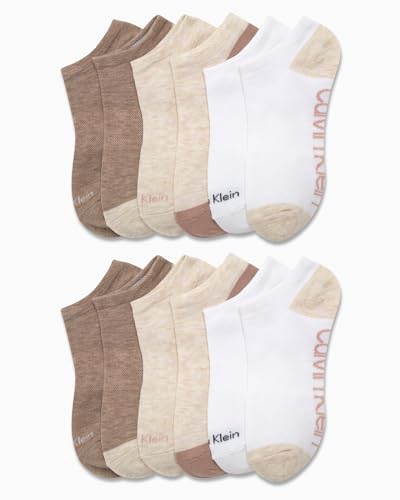 Image of Calvin Klein Womens No Show Socks - 12 Pack Flat Knit Cushioned Athletic Low Cut Socks for Women for Sports and Running