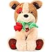 25cm Peluche de Saint Valentin Animal en Peluche Jouet en Peluche Nounours Chiot Chien en Peluche avec Coeur Rose pour Petite Amie, Petit Ami Amant pour Valentin (Style Chien)
