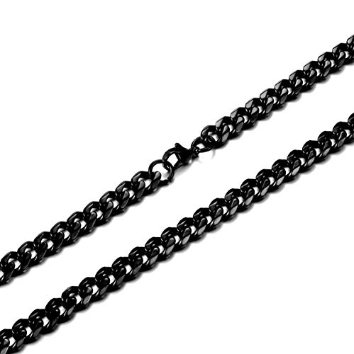 Jonline24h Mens Stainless Steel Necklace Chain 18-30inches, Black, 6.5mm(24)