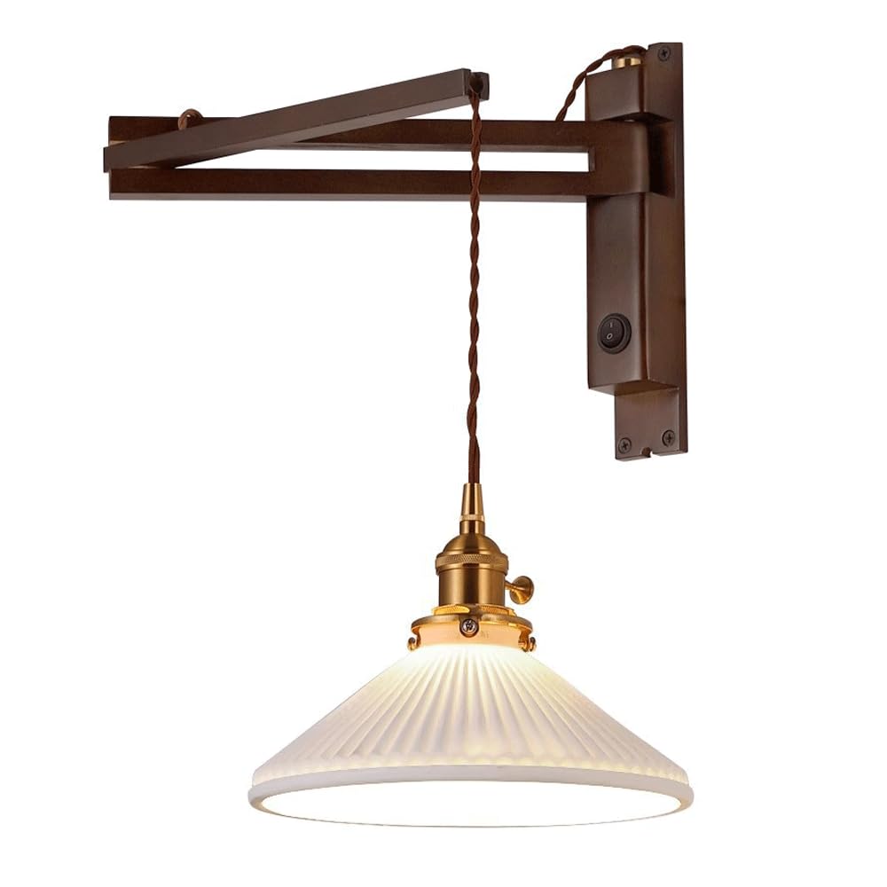 Vintage przemysłowa składana lampa ścienna regulowany kinkiet teleskopowy czarny orzech ceramiczny oprawa do salonu sypialni restauracji korytarza oświetlenie kuchni.