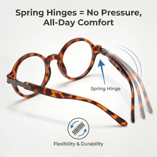 Image of Eyekepper Reading Glasses for Men, Large Round Readers Women Oval | Mens Womens Cheaters, Reader Eyeglasses, All-Day Comfort Spring Hinges, Scratch Resistant for Work /Crafts