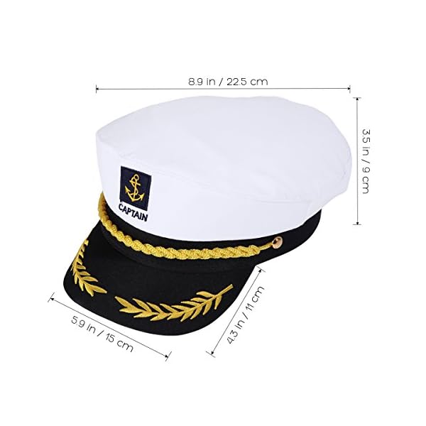 Luoem adjustable yacht captain's hat sailors sea cap navy captain hat adult sailor cosplay costume accessory (white) - image 6
