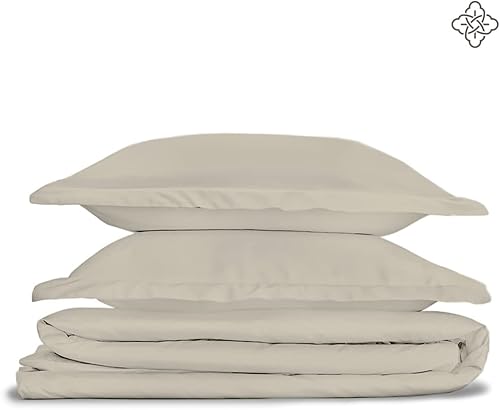 Miniatura 2 de BIOWEAVES Juego de funda de edredón 100% algodón orgánico, 3 piezas, 300 hilos de tejido satinado certificado GOTS, con cierre de botón y 2 fundas