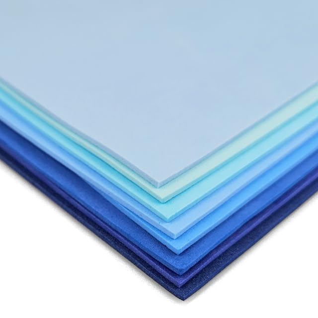 Netuno 8 Fogli Gomma Eva Colorata Blu 2 mm A4 Gommapiuma Decorativa Eva Foam per Fai da Te