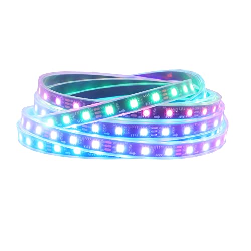 Image of WS2811 RGB IC LED Strip 16.4ft 60LEDs /m Addressable Dream Color Flexible Pixel Light 20Pixels /m Programmable Digital LED,DC12V IP67 Waterproof Black PCB for DIY Project,Home Decoration