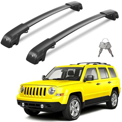 Wonderdriver 300lbs Lockable Roof Rack Cross Bars Compatible with Jeep Patriot 2007-2017 Heavy Duty Aluminum Roof Rails Crossbars Cargo Canoe Black Rooftop Cargo.