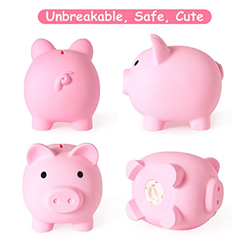 Large Piggy Bank, Unbreakable Plastic Money Bank, Coin Bank For Girls And Boys, Large Size Piggy Banks, Practical Gifts For Birthday, Christmas, Baby Shower (Pink) #TOP4