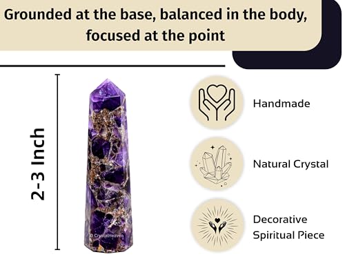 Image of Crystal Heaven Certified Dreamy Amethyst Crystal Tower Obelisk Point for Chakra, Healing and Balancing - AAA Grade Original Certified Gemstone Agate for Reiki Meditation Yoga Spiritual (2-3 Inches)
