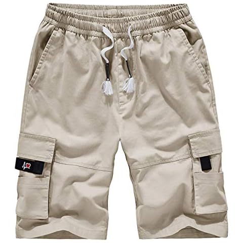 Vcansion Men's Casual Cotton Loose Fit Lightweight Multi-Pockets Cargo Shorts Beige 36/Tag 5XL Cover