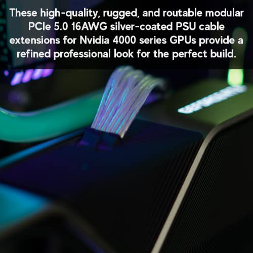 Image of LINKUP - AVA 16pin PCIE 5.0 GPU Power Extension Cable (12VHPWR) for NVIDIA RTX4000 16AWG Silver-Coated Copper Teflon High Temperature Jacket - 30cm