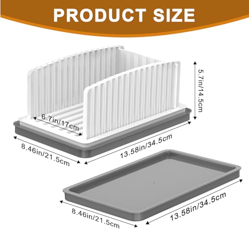 Kiss Core New Upgrade Bread Slicer for Homemade Bread, Bread Slicing Guide Adjustable Width, Foldable and Compact Cutting Guide with Crumb Tray, Suitability for Homemade Bread, Bagels, Cakes